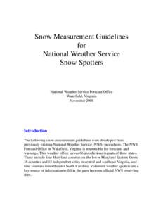 Snow Measurement Guidelines