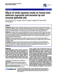 Effects of whole cigarette smoke on human beta defensins expression and secretion by oral mucosal epithelial cells