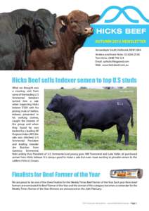 HICKS BEEF AUTUMN 2015 NEWSLETTER Annandayle South, Holbrook, NSW 2644 Andrew and Anne Hicks: Tom Hicks: Email: 