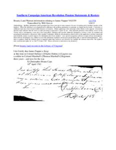 Southern Campaign American Revolution Pension Statements & Rosters Bounty Land Warrant information relating to James Napper VAS359 Transcribed by Will Graves vsl 1VA[removed]