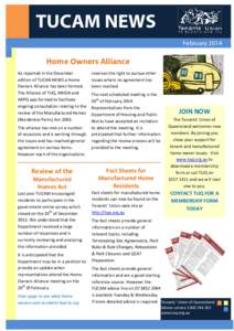 TUCAM NEWS February 2014 Home Owners Alliance As reported in the December edition of TUCAN NEWS a Home