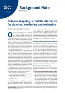 Outcome Mapping: A realistic alternative for planning, monitoring and evaluation - ODI Background Notes