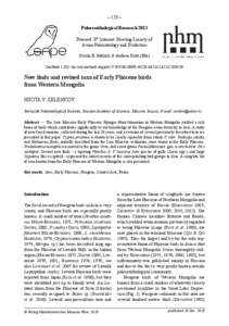 New finds and revised taxa of Early Pliocene birds from Western Mongolia