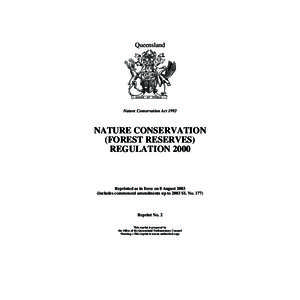 Queensland  Nature Conservation Act 1992 NATURE CONSERVATION (FOREST RESERVES)