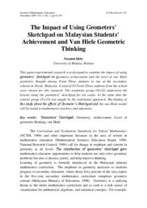 Journal of Mathematics Education December 2009, Vol. 2, No. 2, pp[removed] © Education for All  The Impact of Using Geometers’