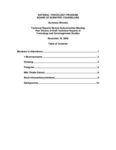 NATIONAL TOXICOLOGY PROGRAM BOARD OF SCIENTIFIC COUNSELORS Summary Minutes Technical Reports Review Subcommittee Meeting Peer Review of Draft Technical Reports of Toxicology and Carcinogenesis Studies