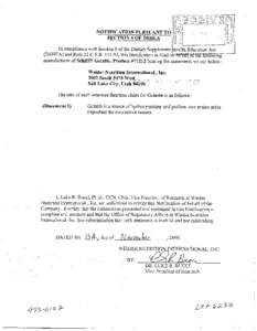 In compliance with Section 6 of the Dietary Supplement ealth Education Act @SHEA) and Rule 21 C.F.R[removed], this Notification is filed manufacturer of SchiffB Gelatin, Product #11212 bearing the statements set out below