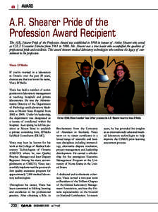 a  AWARD A.R. Shearer Pride of the Profession Award Recipient