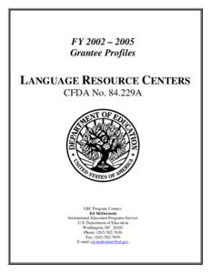 FY[removed]Grantee Profiles for the Language Resource Centers Program (PDF)