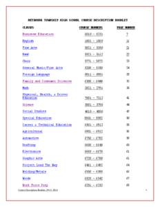 METAMORA TOWNSHIP HIGH SCHOOL COURSE DESCRIPTION BOOKLET CLASSES COURSE NUMBERS  PAGE NUMBER