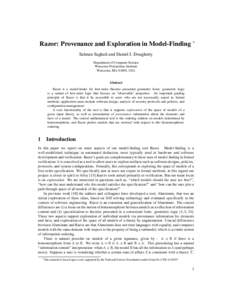 Razor: Provenance and Exploration in Model-Finding ∗ Salman Saghafi and Daniel J. Dougherty Department of Computer Science Worcester Polytechnic Institute Worcester, MA 01609, USA