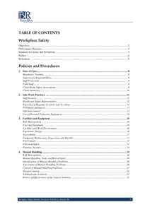 TABLE OF CONTENTS Workplace Safety Objectives .......................................................................................................................................................... 5 Performance Measu