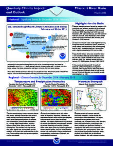 Missouri River Basin  Quarterly Climate Impacts and Outlook  March 2015