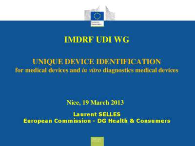 IMDRF Presentation - Unique Device Identification for medical devices and in vitro diagnostics medical devices