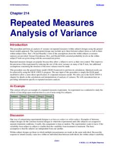 Repeated Measures Analysis of Variance