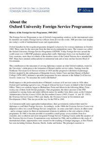 About the Oxford University Foreign Service Programme History of the Foreign Service Programme, [removed]