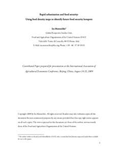 Rapid urbanization and food security: Using food density maps to identify future food security hotspots Ira Matuschke1 Global Perspective Studies Unit, Food and Agriculture Organization of the United Nations (FAO)