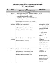 United Nations and Advanced Geography (UNAG) CTY Course Syllabus Day Session