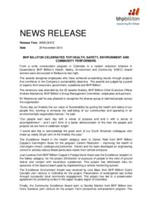 Microsoft Word - News Release - BHP Billiton Celebrates Top Health, Safety, Environment and Community Performers.docx