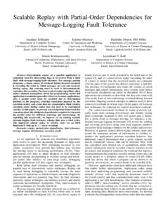 Scalable Replay with Partial-Order Dependencies for Message-Logging Fault Tolerance Jonathan Lifflander Esteban Meneses