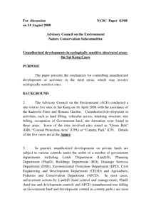 For discussion on 14 August 2008 NCSC Paper[removed]Advisory Council on the Environment