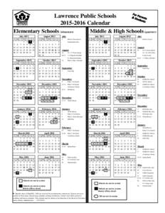 Lawrence Public Schools[removed]Calendar Elementary Schools (trimesters) July 2015 S M T W 1