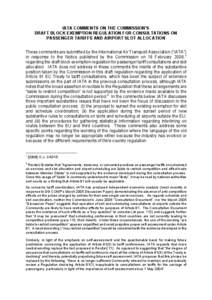 IATA - Comments on Commission Draft Block Exemption Regulation - Draft 10 March 2006