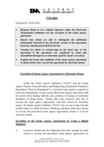 Circular Circular No[removed]CR)  Request clients to use a digital signature under the Electronic Transactions Ordinance for the execution of the estate agency