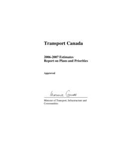 Transport Canada[removed]Estimates Report on Plans and Priorities Approved