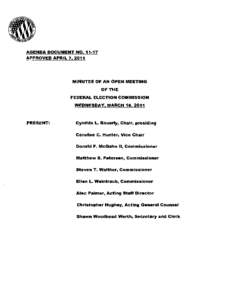 AGENDA DOCUMENT NO[removed]APPROVED APRIL 7, 2011 MINUTES OF AN OPEN MEETING  OF THE