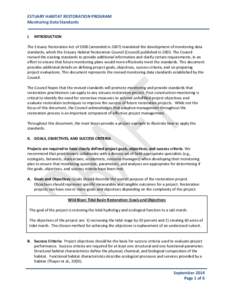 ESTUARY HABITAT RESTORATION PROGRAM Monitoring Data Standards I. INTRODUCTION