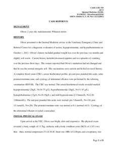 CASE LOG #35 , RVT Internal Medicine (SAIM) PATIENT: OliverSerota153334 SEEN: October 1, 5, 19, Nov 1 &[removed]