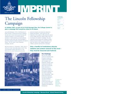 ISSUE 13 . MAY 04  IMPRINT The Lincoln Fellowship Campaign