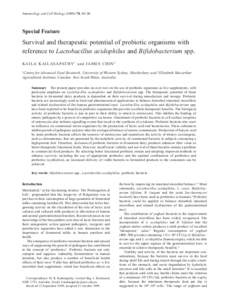 Immunology and Cell Biology[removed], 80–88  Special Feature Survival and therapeutic potential of probiotic organisms with reference to Lactobacillus acidophilus and Bifidobacterium spp.