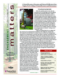 Volume 5. Issue 2. November[removed]A Natural Resources Extension and Outreach Publication from Virginia Tech’s College of Natural Resources and Environment  Virginia