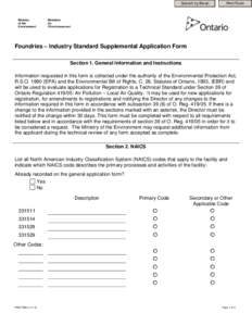 Foundries – Industry Standard Supplemental Registration Information