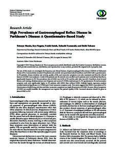 Hindawi Publishing Corporation Parkinson’s Disease Volume 2013, Article ID[removed], 6 pages http://dx.doi.org[removed][removed]Research Article