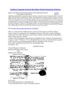 Southern Campaign American Revolution Pension Statements & Rosters Bounty Land Warrant information relating to Peter McEntosh VAS595 Transcribed by Will Graves vsl 2VA[removed]