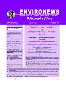 ENVIRONEWS  INTERNATIONAL SOCIETY OF ENVIRONMENTAL BOTANISTS Newsletter