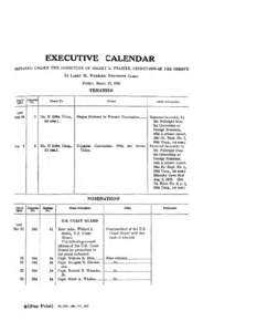 EXECUTIVE CALENDAR pREPARED UNDER THE DIRECTION OF EMERY L. FRAZIER, SECRETA~ THl£ S~E BY LARRY M.