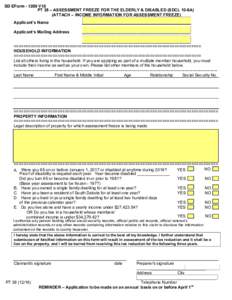 Assessment Freeze for the Elderly & Disabled