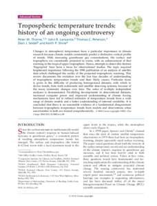 Advanced Review  Tropospheric temperature trends: history of an ongoing controversy Peter W. Thorne,1,2∗ John R. Lanzante,3 Thomas C. Peterson,4 Dian J. Seidel5 and Keith P. Shine6