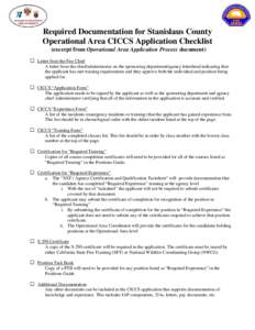 Required Material for Stanislaus County Operational Area CICCS Application