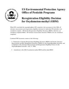 US EPA - Pesticides - Reregistration Eligibility Decision for Oxydemeton-methyl (ODM)