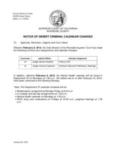 Superior Courts of California / Calendar