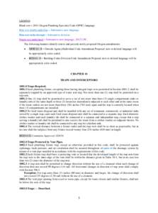 LEGEND Black text = 2011 Oregon Plumbing Specialty Code (OPSC) language. Blue text double underline = Substantive new language. Blue text strike through = Substantive deletion. Purple text underlined = Substantive new la