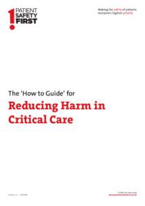 Making the safety of patients everyone’s highest priority The ‘How to Guide’ for  Reducing Harm in