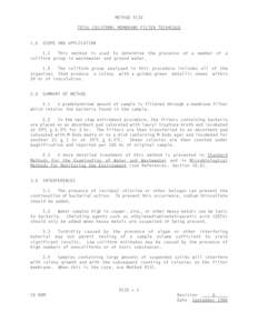 METHOD 9132 TOTAL COLIFORM: MEMBRANE-FILTER TECHNIQUE 1.0  SCOPE AND APPLICATION