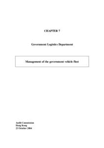 CHAPTER 7  Government Logistics Department Management of the government vehicle fleet