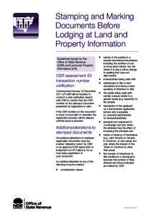 Stamping and Marking Documents Before Lodging at Land and Property Information Guidelines issued by the Office of State Revenue